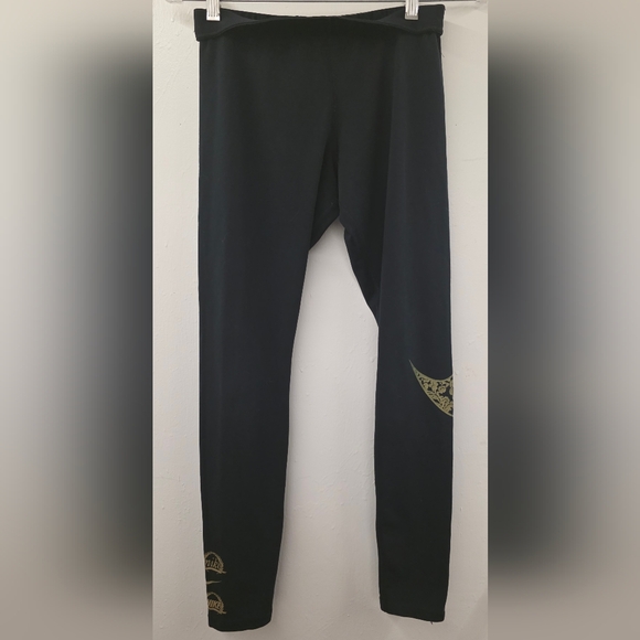 Nike Pants - Nike Sportswear Just Do It Leggings Womens Medium Black Gold Floral Swoosh BV310